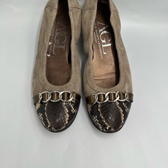 AGL Attilio Giusti Leombruni Snakeskin Captoe Ballet Flats Sz 8.5M - Picture 7 of 11